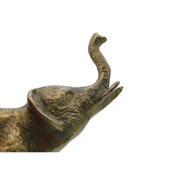 Small Vintage Brass Elephant Statue Figurine Retro Home Decor Trunk Up Good Luck - Picture 6 of 11